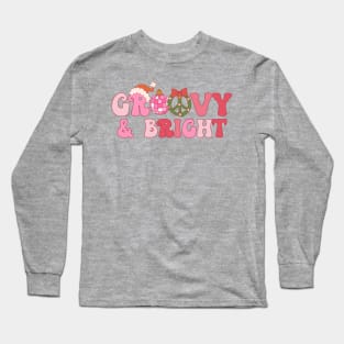 Groovy and bright pink Christmas Retro disco ball Long Sleeve T-Shirt